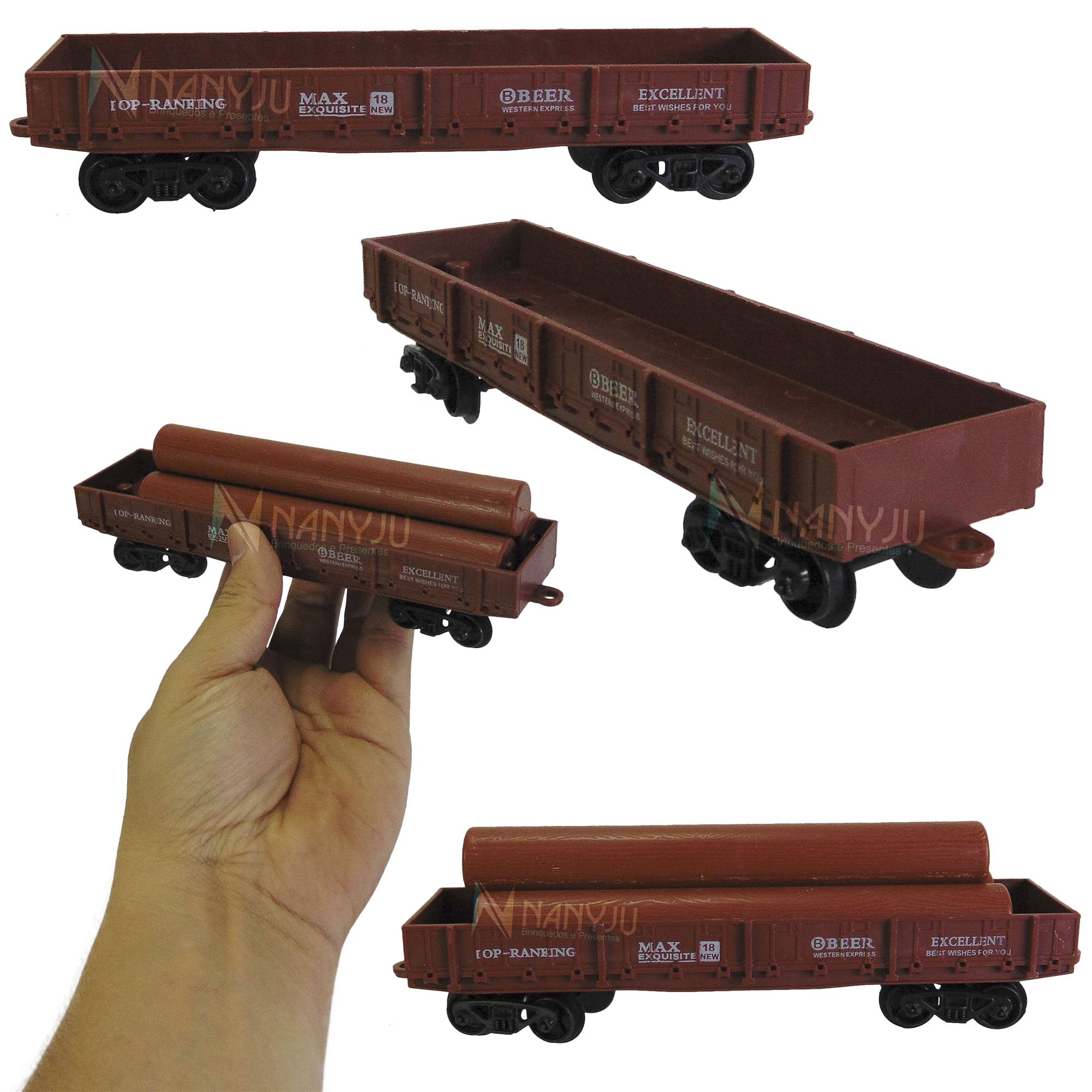 Trem De Brinquedo Locomotiva Trenzinho Vagões Trilho Carga